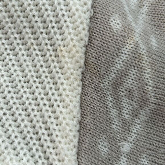 Vintage Chevron Longsleeve Womens Petite Cream Beige Sweater - Picture 6 of 14